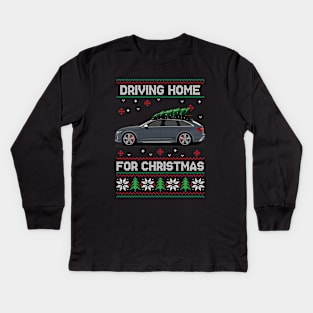 Funny Ugly Sweater - Driving Home For Christmas - RS6 Car Kids Long Sleeve T-Shirt